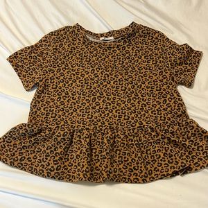leopard print ruffled shirt